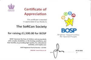 BOSP Charity Certificate of Appreciation